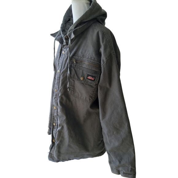 Y2K 2XL Dickies Chore utility jacket canvas Workcore quilted lined duckhood - Picture 3 of 11